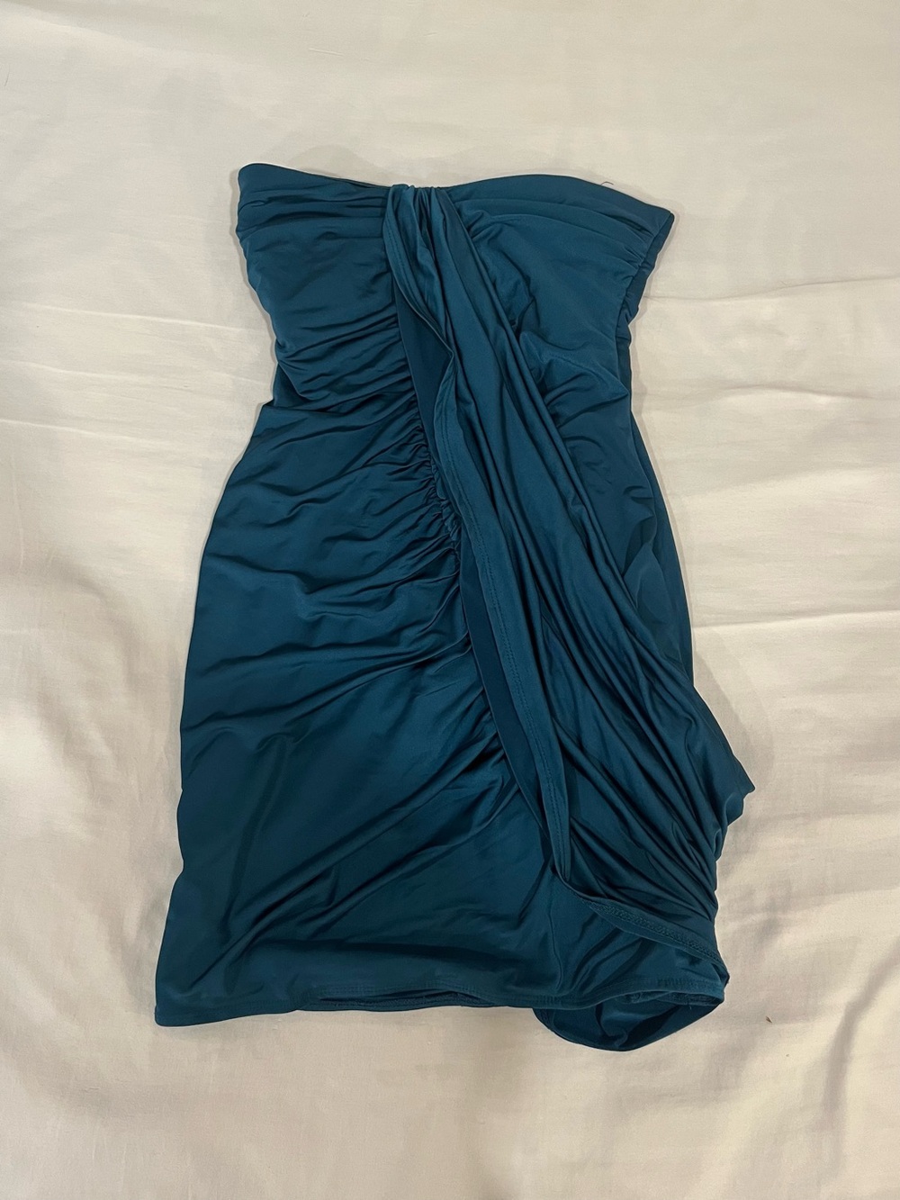Y2K do & be Teal Strapless Ruched Short Mini Dress Size M